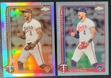 CARLOS CORREA 2025 Topps Chrome SEPIA REFRACTOR #204 & Free Base TWINS / ASTROS