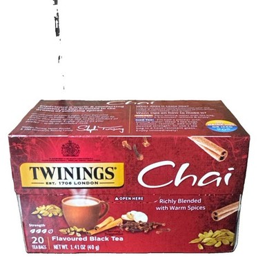 Twinings Chai Spice Flavoured Black Tea 20 Bags Per Box - 6 Boxes exp oct 2026