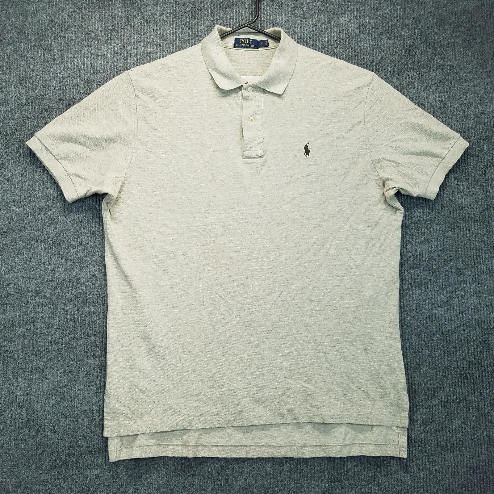 Polo Ralph Lauren camicia uomo XL marrone manica corta 2 bottoni logo pony 100% cotone