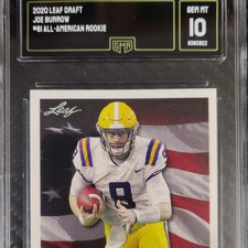 Leaf 2020 Draft Joe Burrow #61 All-American Rookie LSU Tigers GMA Sports Card. rookie card picture