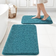 Teal Bathroom Rugs Set 2 Piece Small Soft Bath Mats 16x24 Inch