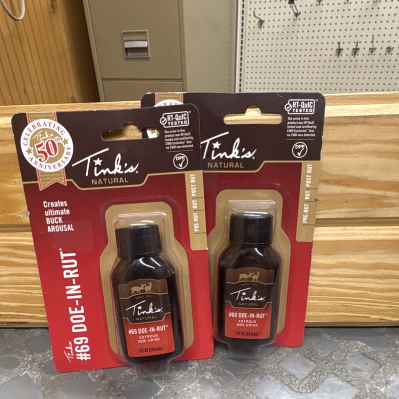 Tink's #69 DOE-IN-RUT Deer Lure Attractant RT-QuIC Tested Brown Plastic 1 fl oz