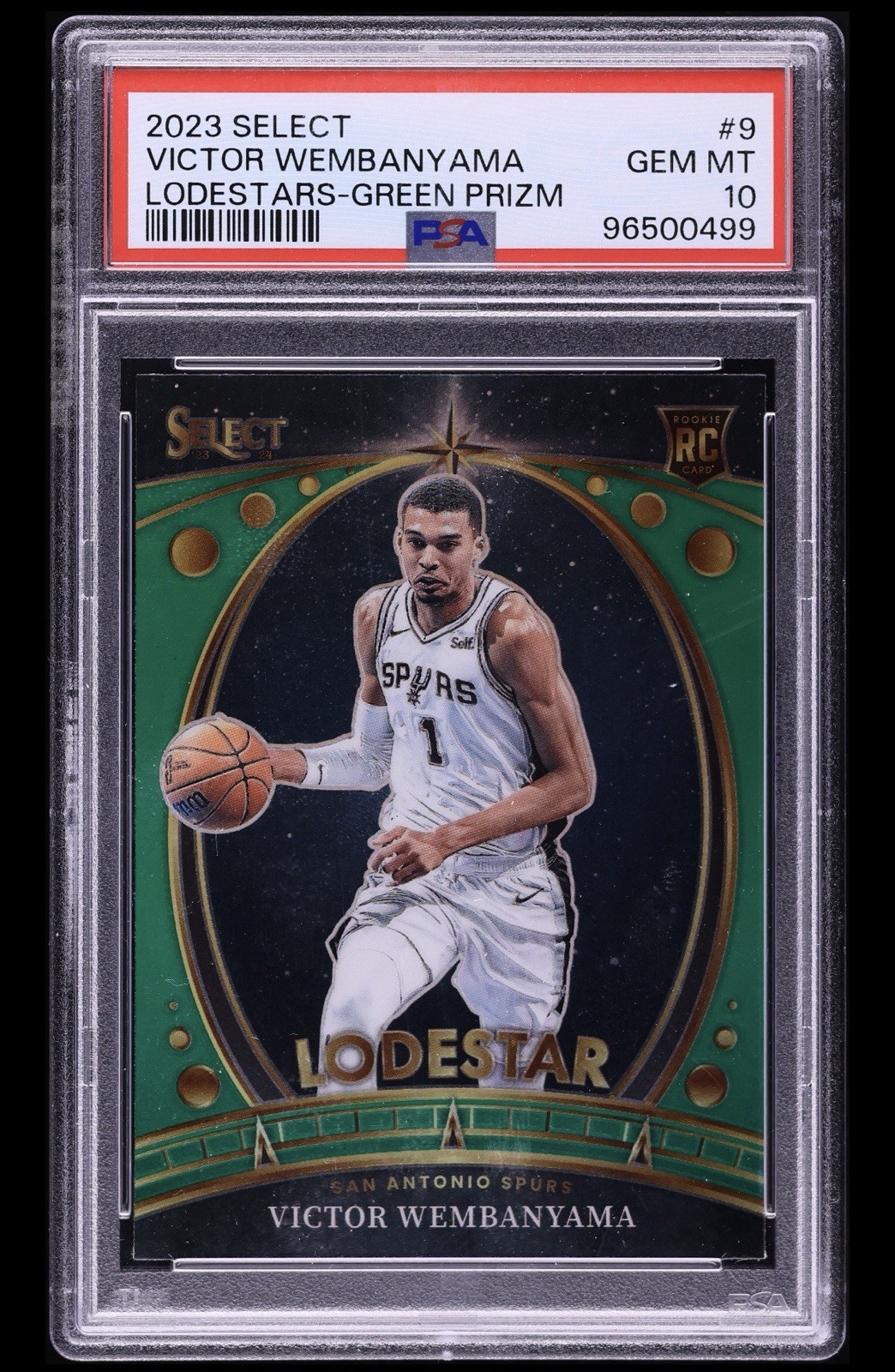 2023 Select Victor Wembanyama #9 Rookie Lodestar Green Prizm RC PSA 10 GEM 💎