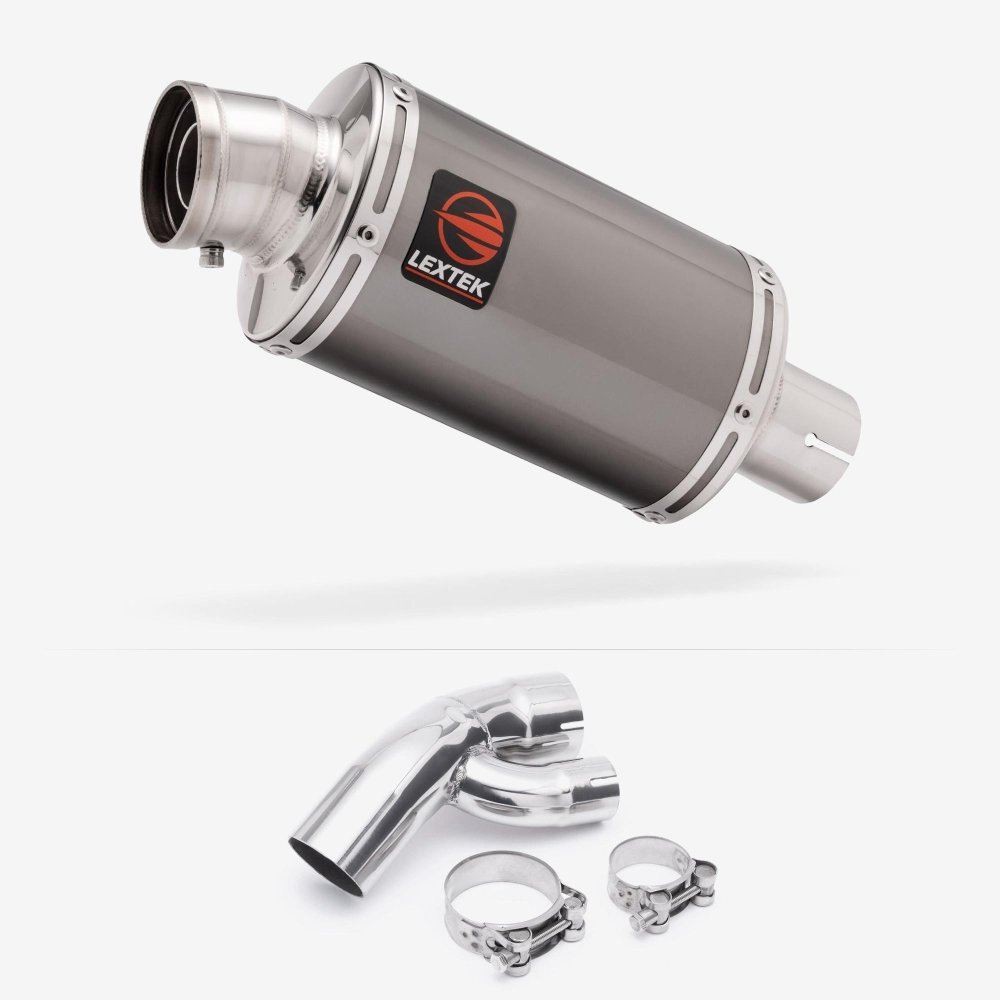 Lextek OP15 Dark Tint Exhaust 200mm with Link Pipe for BMW S1000 XR (15-19)