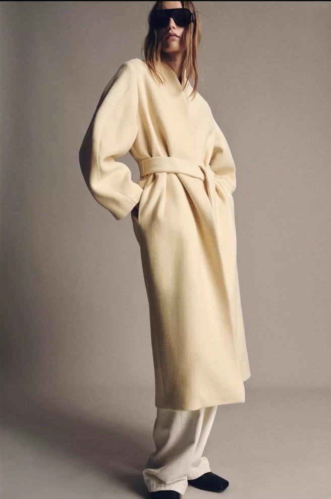 ZARA WOMAN ZW COLLECTION OVERSIZED WOOL BLEND LONG COAT , VANILLA , Sz S  thumbnail 15