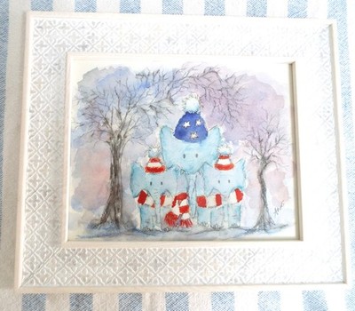 Aquarell Niedliche Elefanten Illustration Gemälde Gerahmt Original Andi Lucas