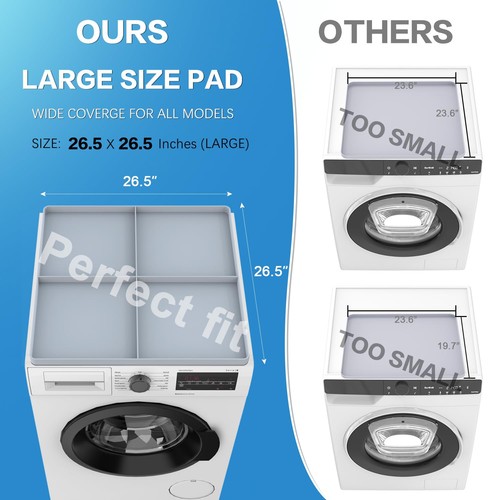 Washer Dryer Top Protector Mat, 26.5“ x 26.5“ Protective Silicone Rubber Mat ... - Picture 3 of 6