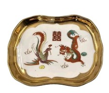 Vintage 22K Gold Dragon Phoenix Porcelain Tea Set.