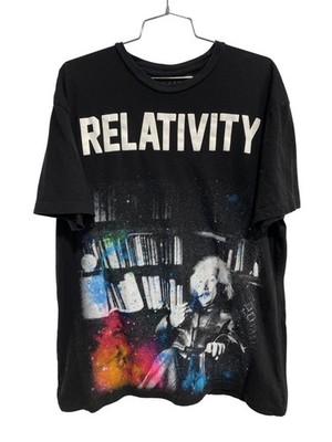 Einstein Relativity Graphic T Shirt Size XL Crew Short Sleeve Black Streetwear