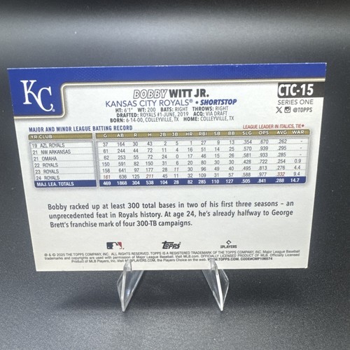 BOBBY WITT JR - 2025 Topps Series 1 Companion Card #CTC-15 Kansas City Royals - Picture 2 of 2