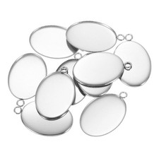 Oval Pendant Blank Tray, 10Pcs 18mm Cabochons Setting Blank Connector Base
