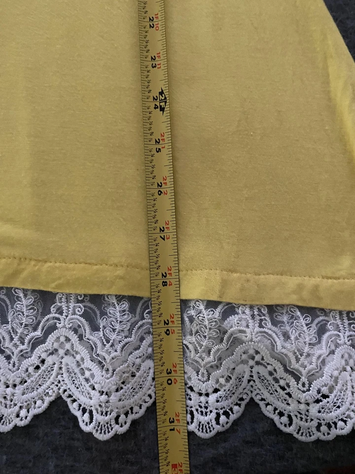 Top túnica 7th Element para mujer 1X amarillo manga larga dobladillo de encaje elástico suave informal Foto 3 de 4