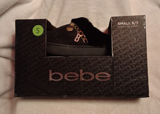 New BEBE Size Small 6/7 Memory Foam Slippers Charms Indoor/Outdoor Black NIB