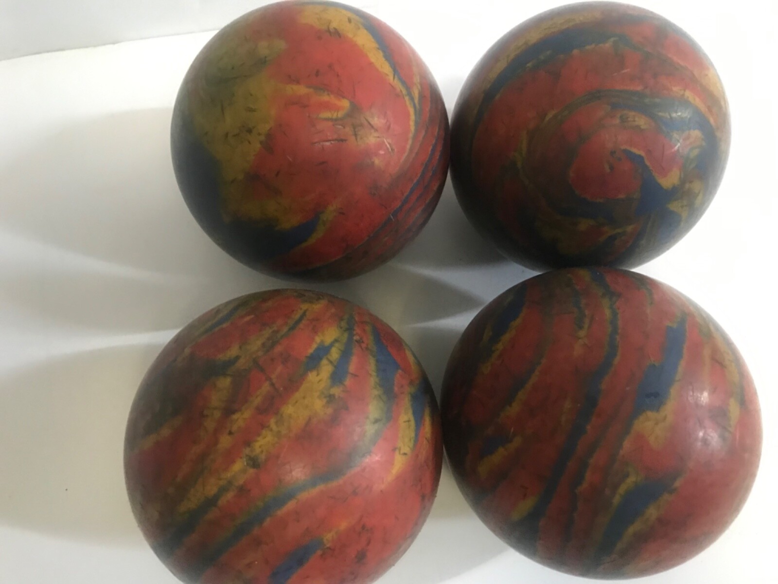 Rare MultiColor Swirl Vintage Candlepin Bowling Balls Set of 4 eBay
