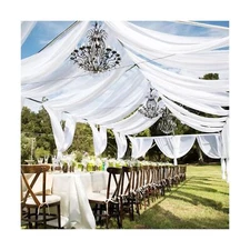 6 Panels White Wedding Ceiling Drapes 5ftx30ft Ceiling Drapes Chiffon Fabric ...