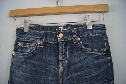 Seven For All Mankind Girls Jeans Size Adjustable Waist Straight Leg 6X Patches - Picture 2 of 8