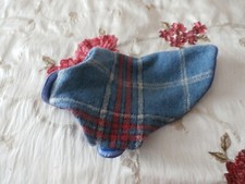 BLUE CHECK WOOLLEN HANDMADE DOG COAT SMALL 