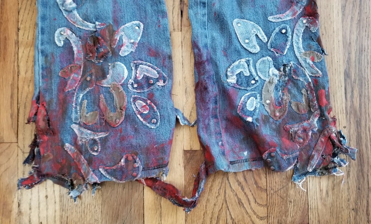 DKNY Hand Painted ZOMBIE Fashionista Jeans Size 5 OOAK TWD Costume