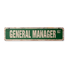 GENERAL MANAGER Vintage Street Sign Metal Plastic manage ceo president vice coo