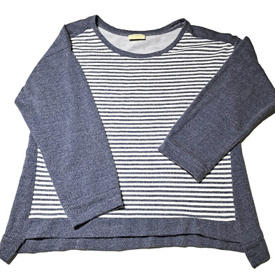 Bobbie Brooks Womens Pullover Sweater Tunic Plus Size 2X Gray White Striped Knit