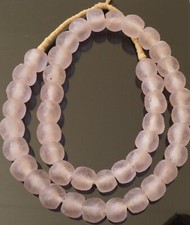 Handmade Ghana Light Pink Krobo recycled Glass African trade Beads-Size -10mm