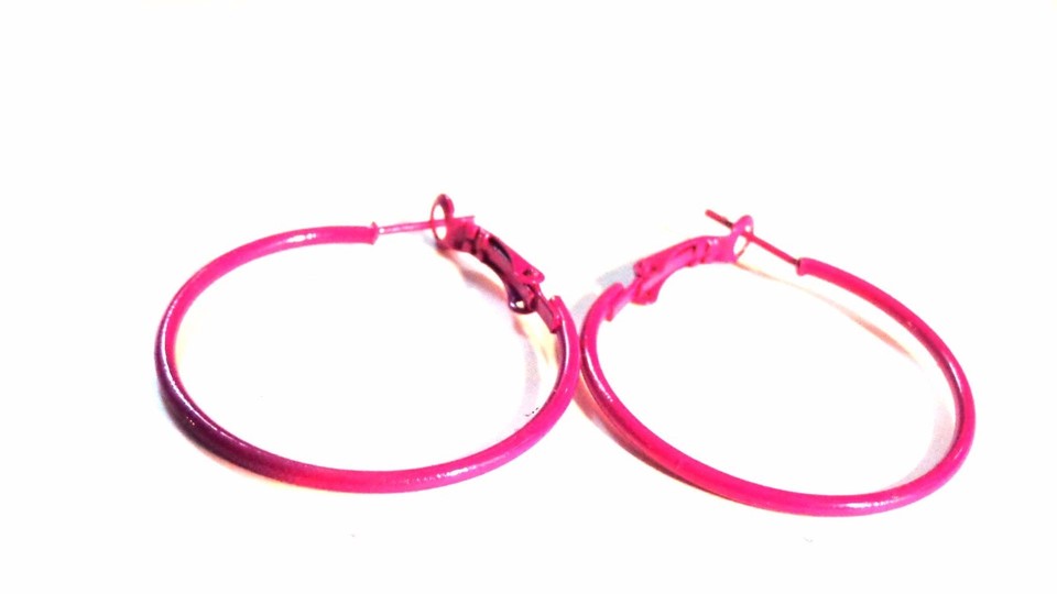 Color Hoop Earrings - Assorted Thin Hoops, 2.25 Inch Diameter, Lightweight Fashion Jewelry