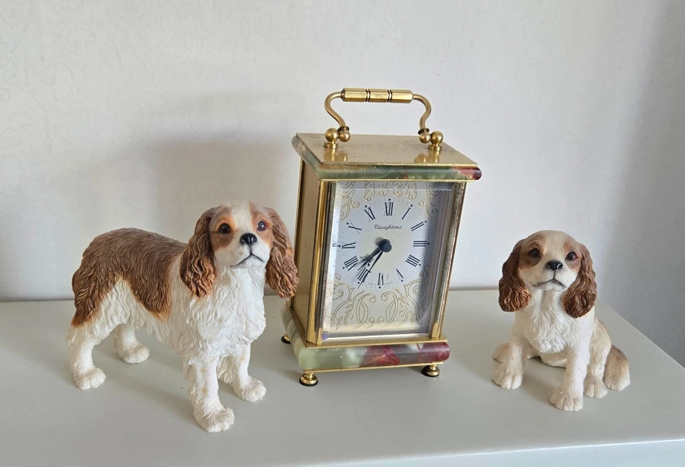 VINTAGE HEAVY BRASS WEISS VAUGHTONS ONYX CARRIAGE CLOCK 70s 80s GOOD CONDITION - Image 2 of 4