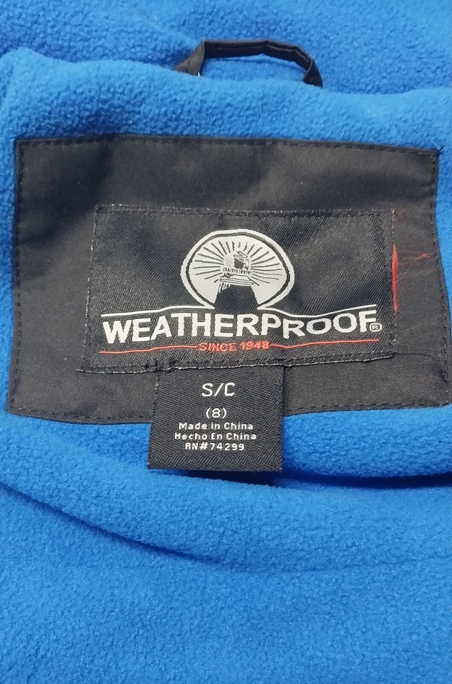 Parka Impermeable Niños S 8 Negro Azul Doble Cremallera Forrada de Vellón Capucha Abrigo Chaqueta  Foto 4 de 4