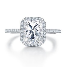 Princess Halo Cz 925 Sterling Silver Wedding Band Engagement Ring Sz 3-12 TYR012