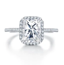 Princess Halo Cz 925 Sterling Silver Wedding Band Engagement Ring Sz 3-12 TYR012