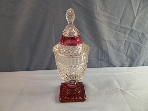 Westmoreland Glass Ruby Flashed Stained English Hobnail Urn Covered Candy Dish - Picture 8 of 8
