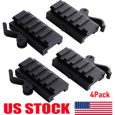 4PCS 5-Slot Quick Release Detach QR QD 1/2'' Riser Scope Mount for Picatinny Rail