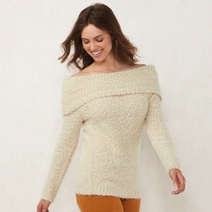 cream off the shoulder sweater