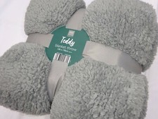Teddy Design Luxury Blanket/Throw/Fleece in Grey, Ochre or Neutral Good Size.