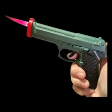 Blazing Flame Gun Revolver Shaped Jet Torch Lighter with USA Legal Red Laser