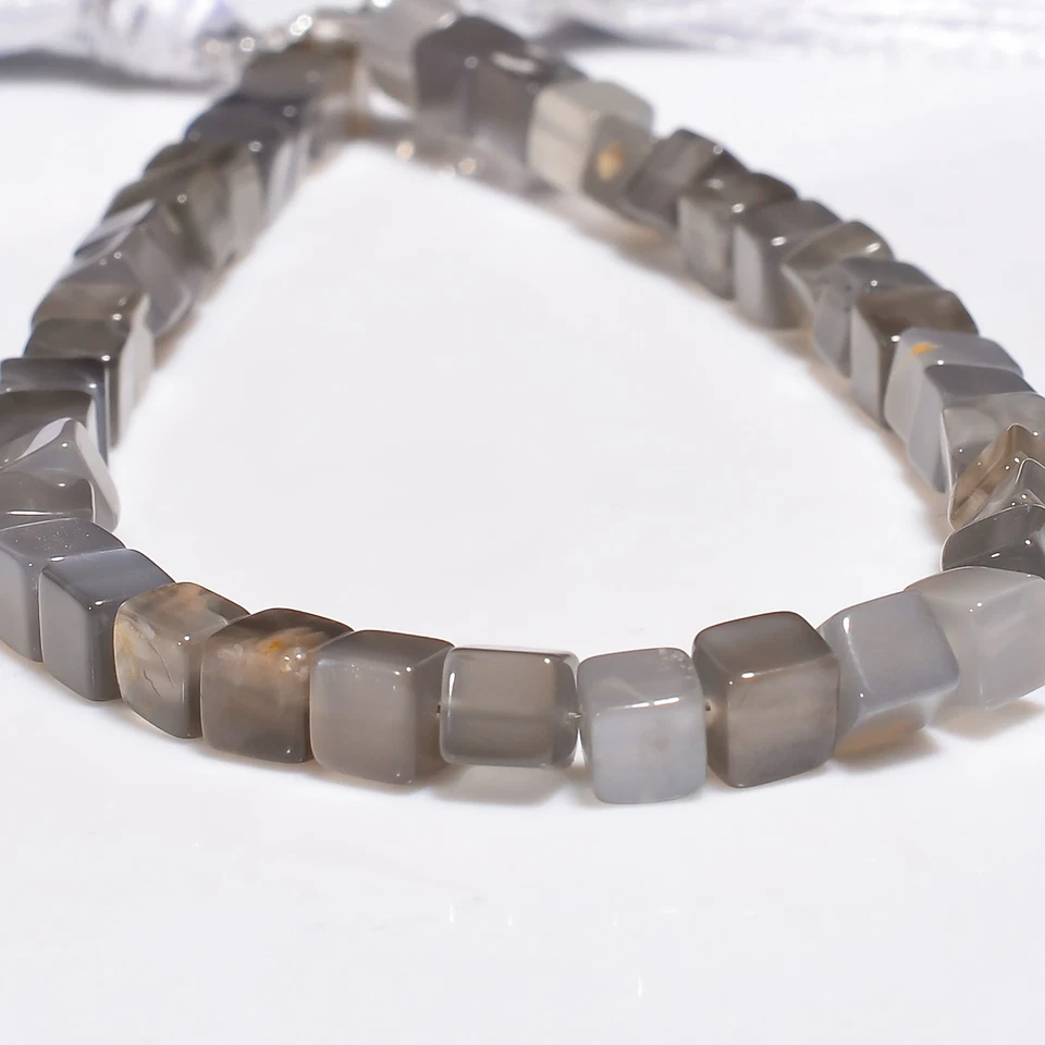 Natural Grey Moonstone Gemstone Box Shape Smooth Beads 5X5mm Strand 9" EB-429 - Image 3 of 3