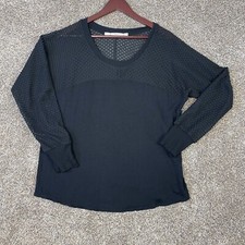 Gibson Sheer Lace Shoulder Sleeve Women’s Top Blouse Black Size XL Made In USA