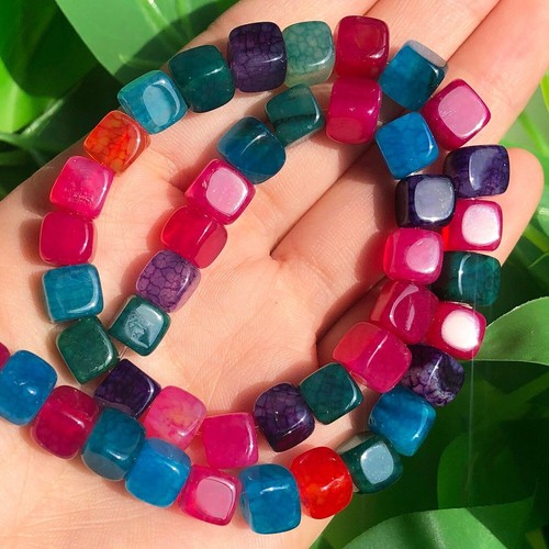 7-8mm Square Malachite/Agate/Jade/Quartz Gemstone Loose Beads for Jewelry Making - Picture 55 of 65