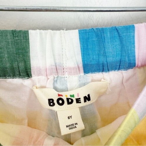 Mini Boden Girls Kids Check Frill Hem Drawstring Shorts Size 8 Multicolor - Picture 3 of 6