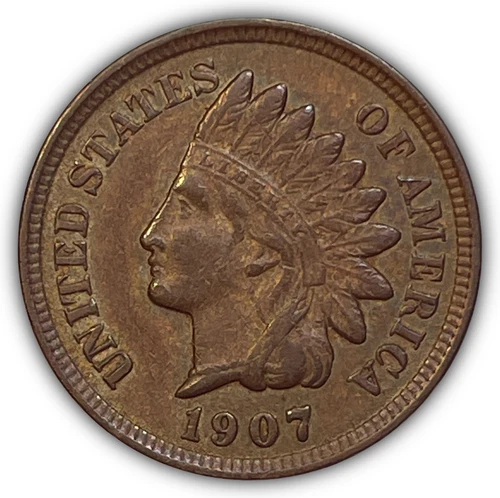 1907 Indian Head Cent Almost Uncirculated AU Coin #22173