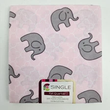 New Creative Cuts Fat Quarter Quatrefoil Elephant Pink Fabric 100% Cotton 18x21"