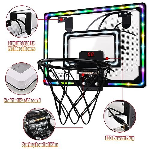 Basketball Hoop Indoor for Kids,Over The Door Basketball Hoop,LED Light Mini eBay