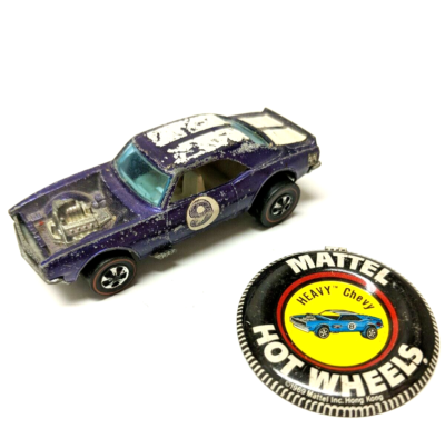 Hot Wheels Redline Heavy Chevy Car #9 1969 Purple White Int. Hong
