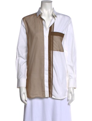 CÉLINE Old Celine Pre Fall 2012 White Cotton Silk Organza Shirt 42