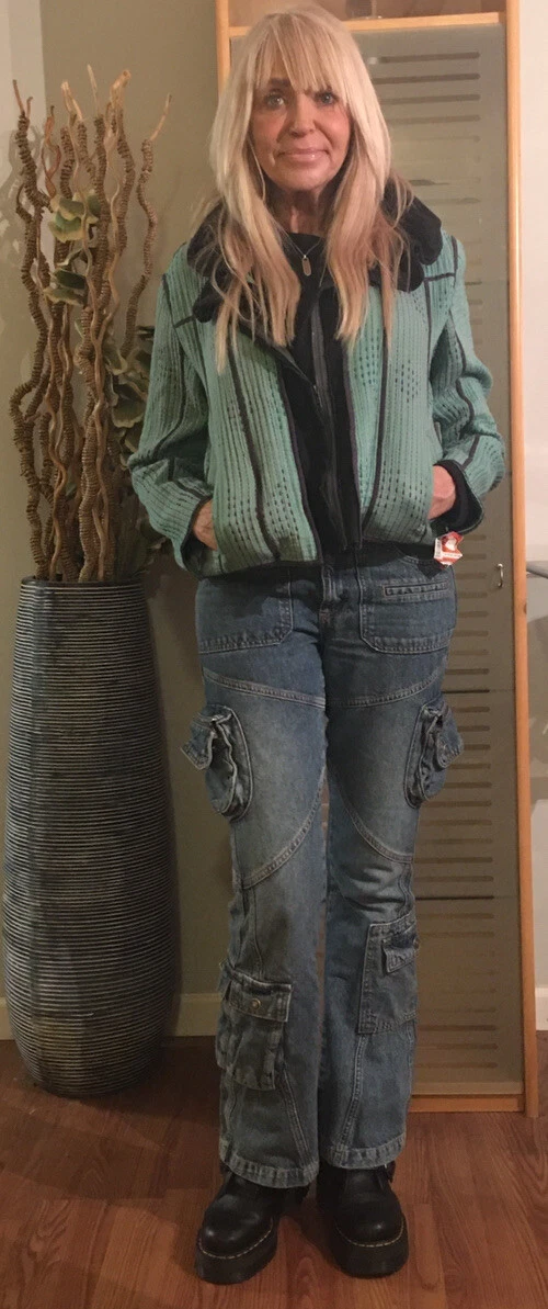 NWT $198 Free People One Tavi Quilted Jacket Hand Dyed Green Blue Black Hoodie M