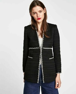 zara black tweed jacket