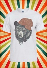 Image of Bear with Beanie Hipster Cool Funny Men Women Vest Tank Top Unisex T Shirt 606
