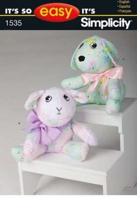 Two-Piece Animal Sewing Pattern Simplicity 1535 Dog & Lamb Plush Toys
