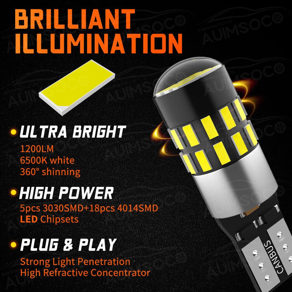 2x Bombilla LED 168 T10 matrícula 6500K blanca para Ford EcoSport 2018-2020 Foto 4 de 4