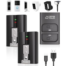 2 Pack 7200mAh Rechargeable Battery  Dual Charger for Ring Doorbell 2/3/4
